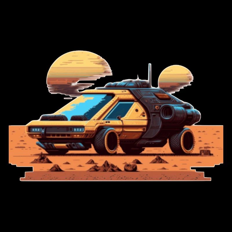 Car on Mars dans un look de jeu vidéo rétro 8 bits