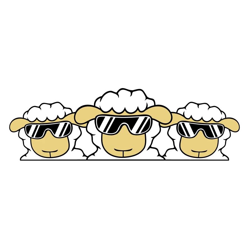 3 DJ Schafe Hinter Zaun Mauer Sonnenbrille Freunde