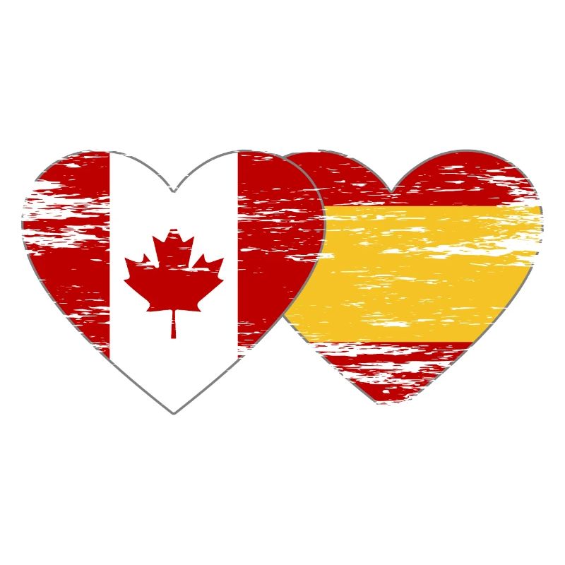 Coeur de drapeau Canada Espagne utilisé