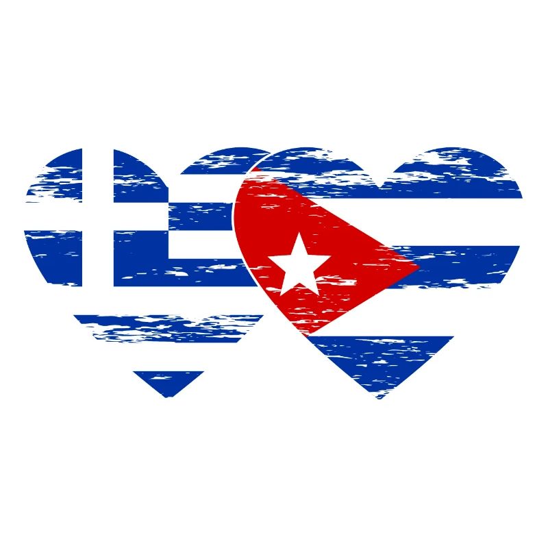 Grèce Cuba drapeau coeur utilisé