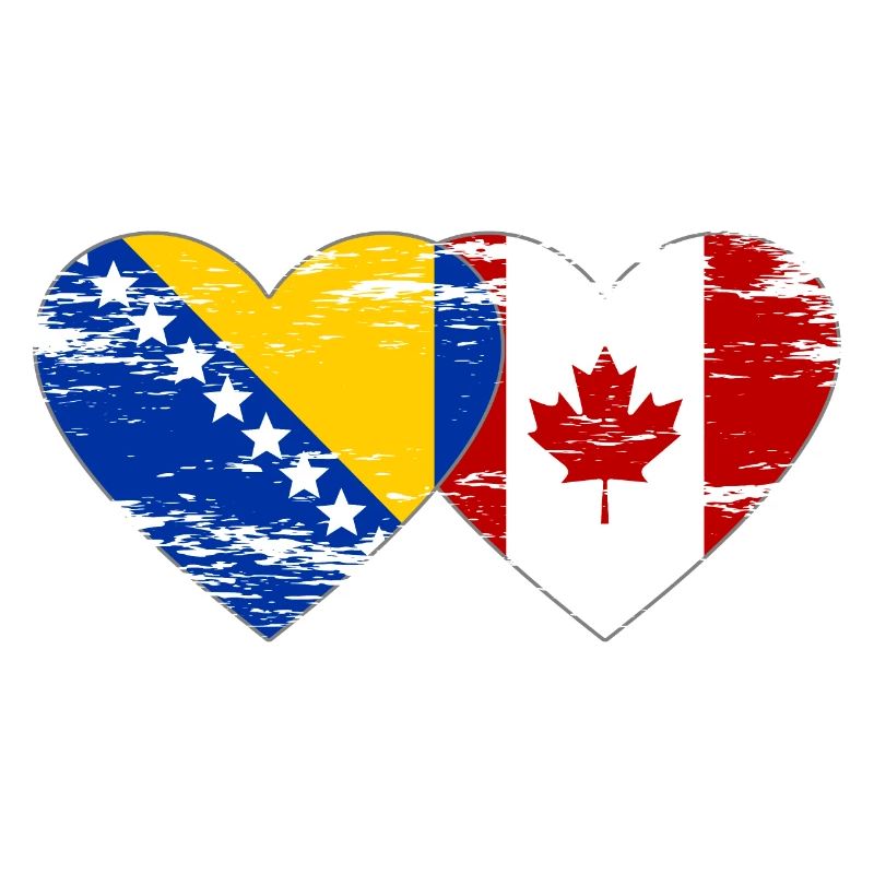 Coeur de drapeau de la Bosnie et du Canada utilisé