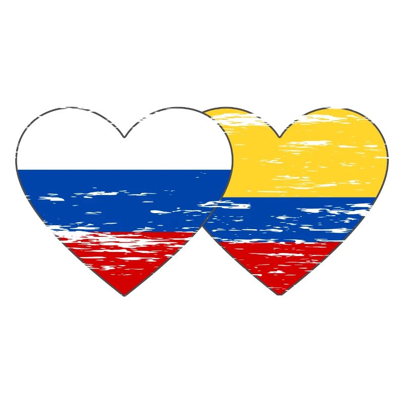 Russie Colombie drapeau coeur utilisé