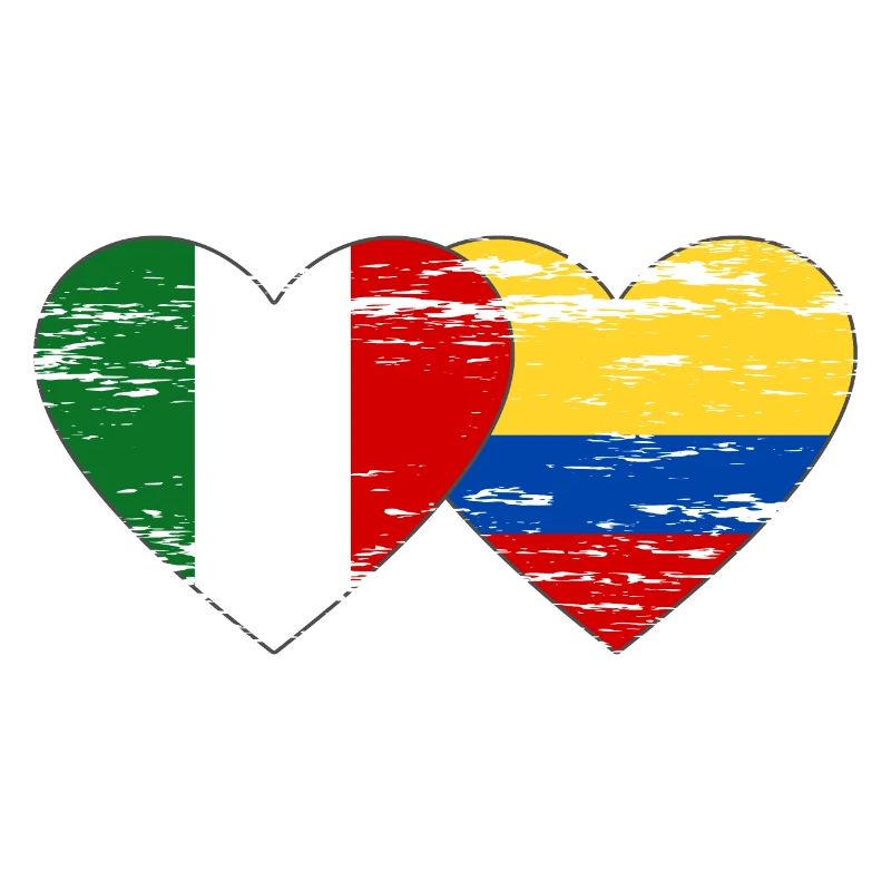 Italie Colombie Drapeau Coeur Utilisé