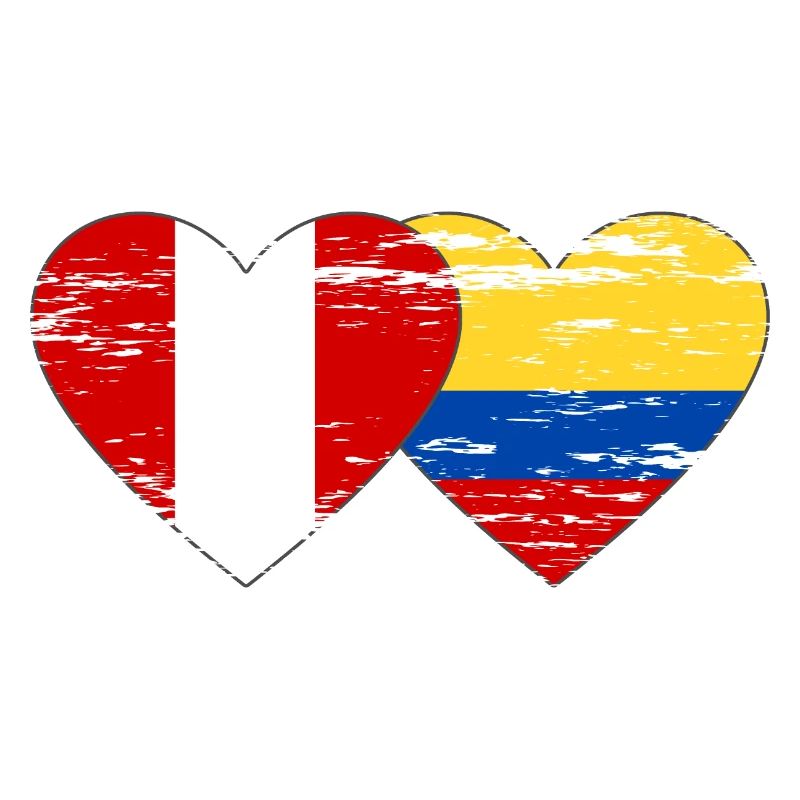 Pérou Colombie drapeau coeur utilisé