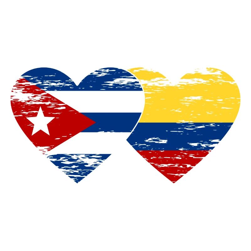 Cuba Colombie Drapeau Coeur Utilisé