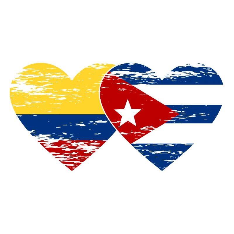 Colombie Cuba Drapeau Coeur utilisé