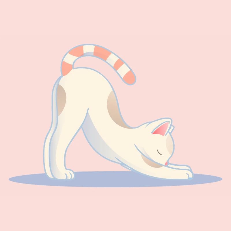 chat mignon dans une pose d’étirement de yoga classique