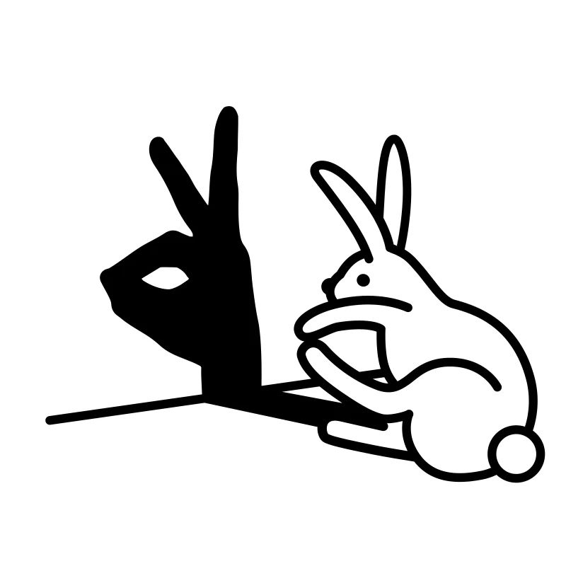 Drôle lapin main ombre projection lapin