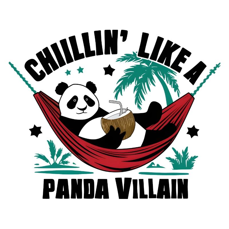 Panda mignon dans un hamac - Coconut Drink Art Desig
