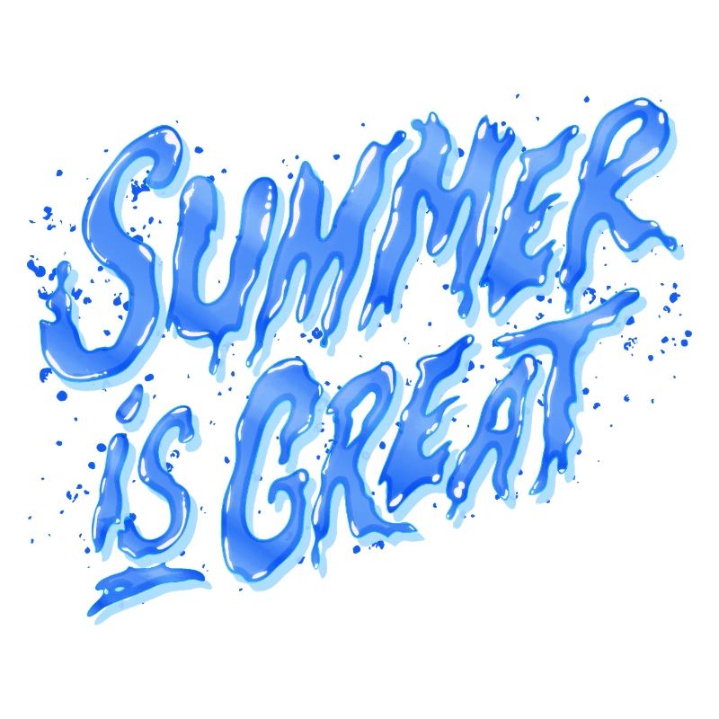 Summer is Great (lettering, blue)