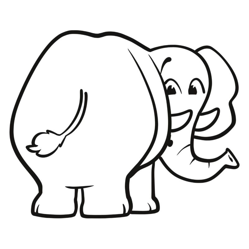 Éléphant de derrière - surpris, effrayé, oups
