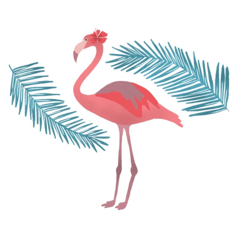 Flamingo und Palmen