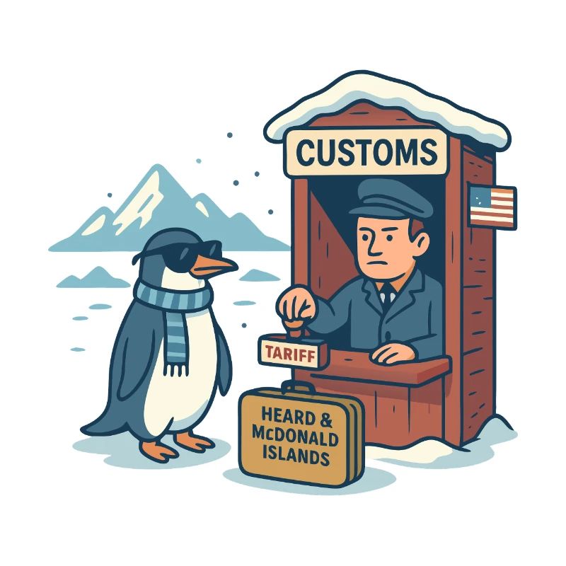 Funny Penguin Tariff Satire Cartoon