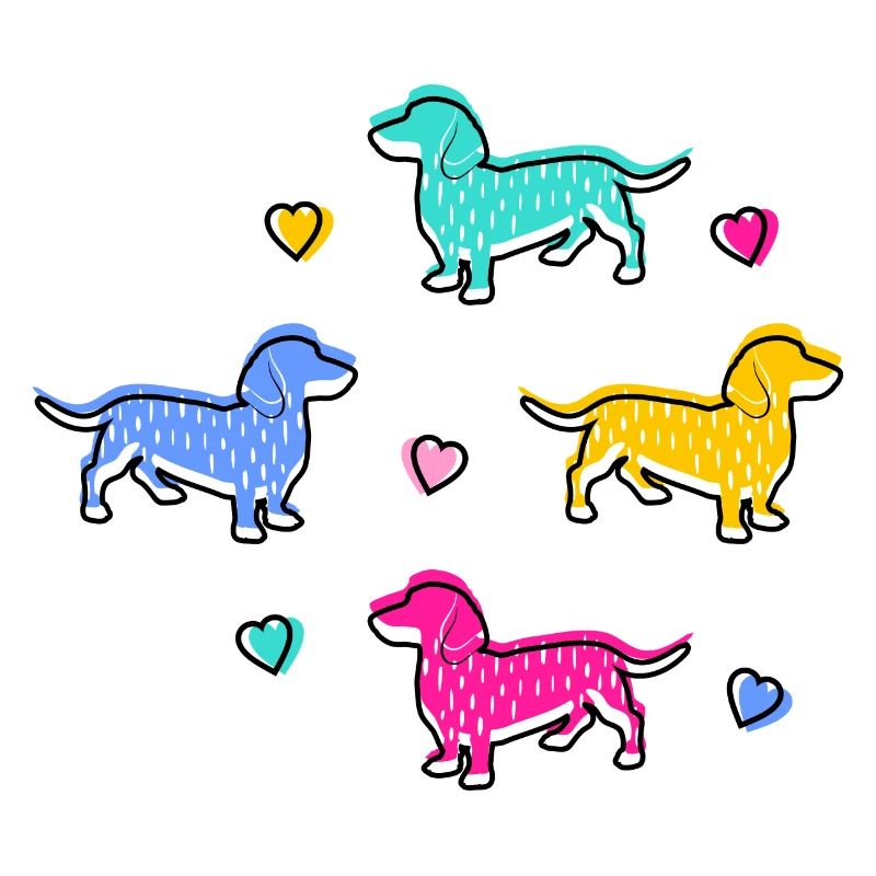 Teckel coloré, Teckel avec coeurs