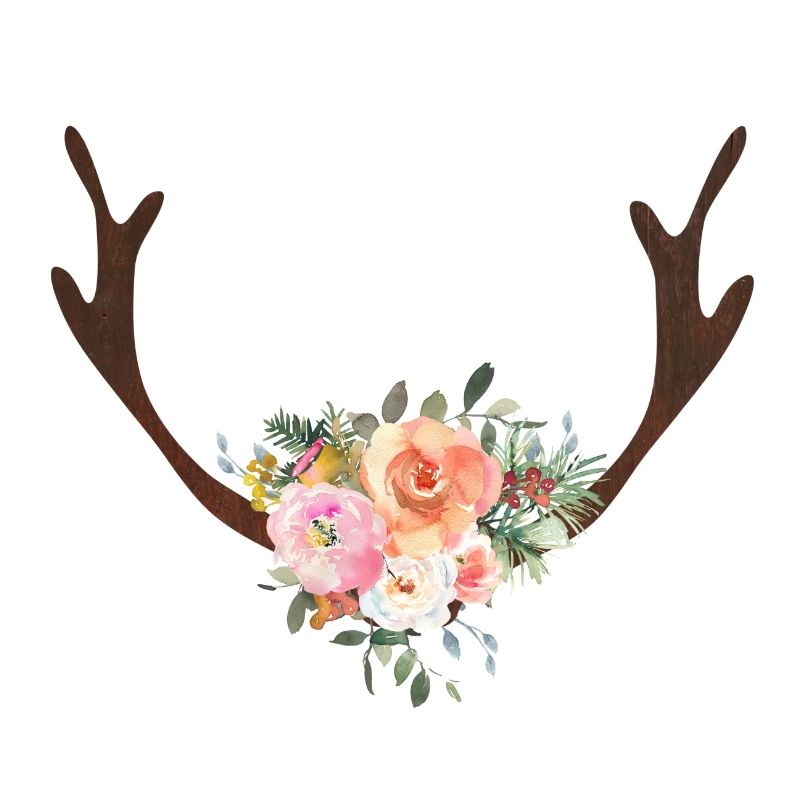 Hirsch Geweih Blumen personalisierbar
