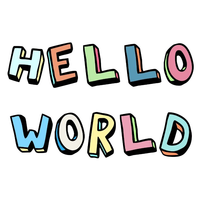 Hello World Hallo Welt bunter Spruch
