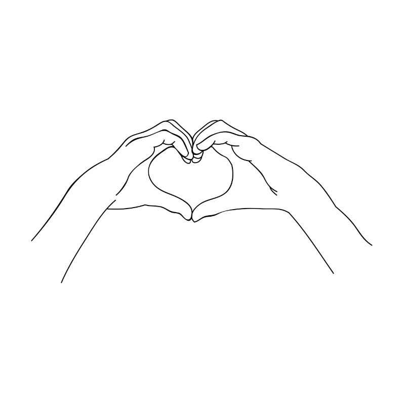 Geste de la main dessiné amour minimaliste