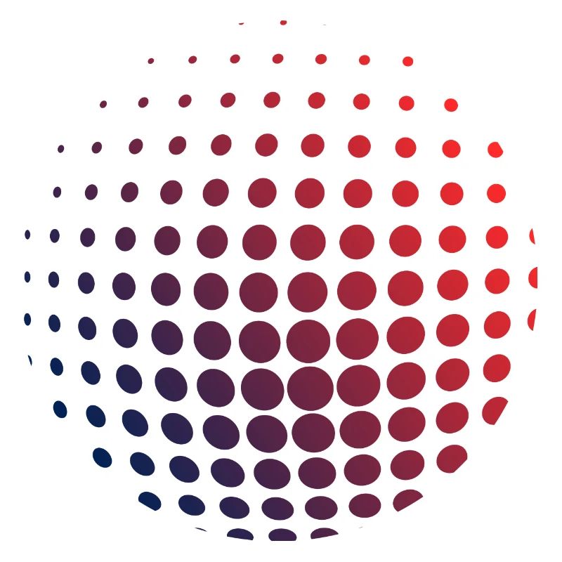 Colorful globe logo: Circles in ball optics, blue-red