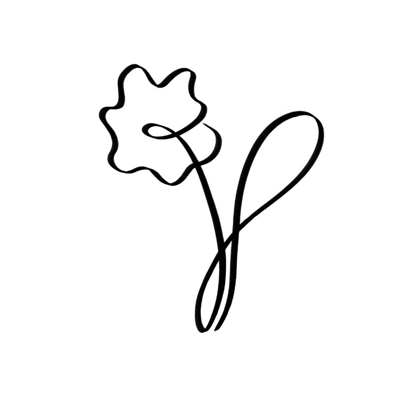 One Line Blume schwarz