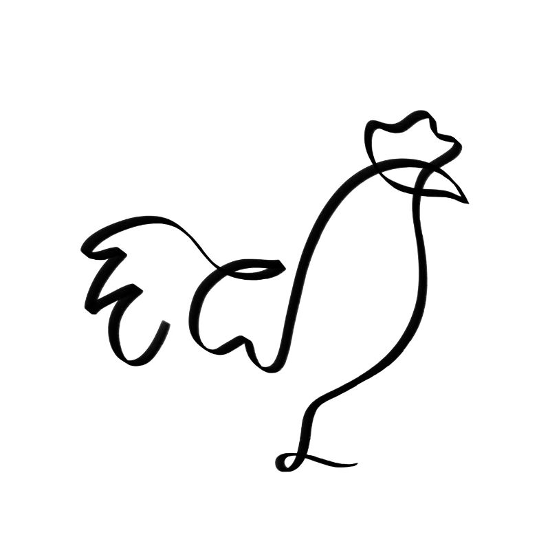 One Line Hahn schwarz