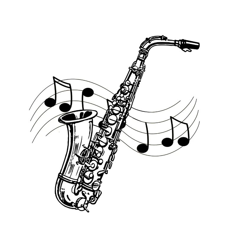 Saxophone music drawing score black notes