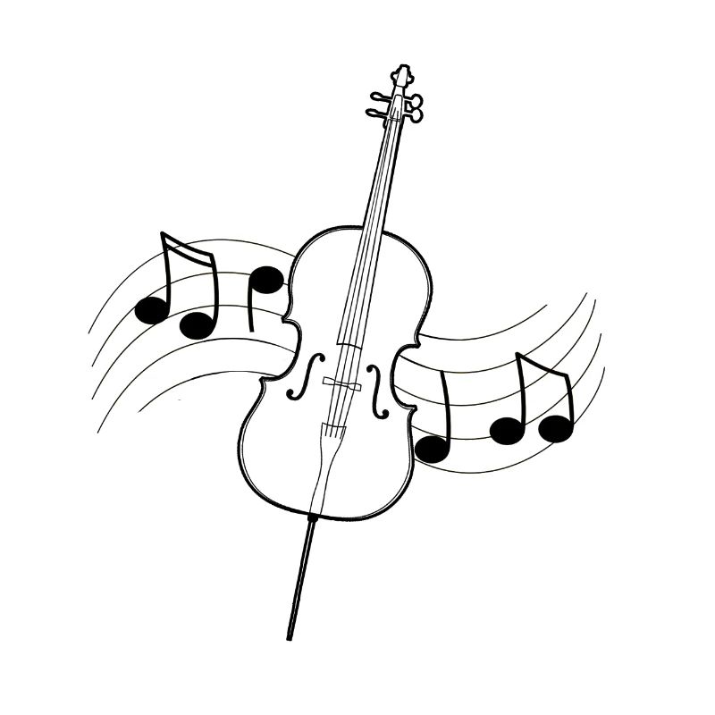 Violoncelle musique dessin partition notes noirs