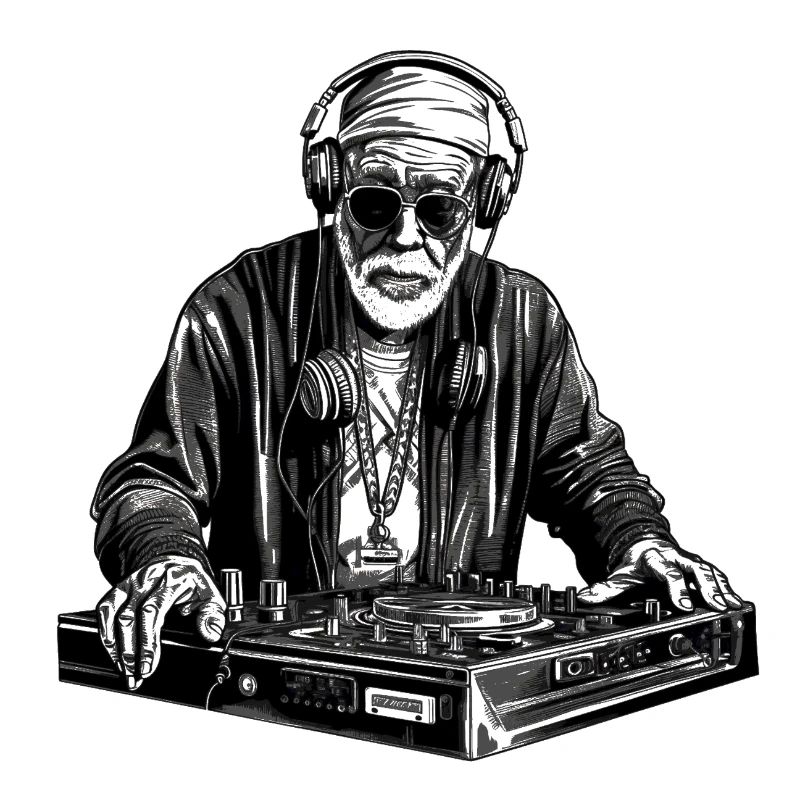Cool bestager man as DJ hipster with cap