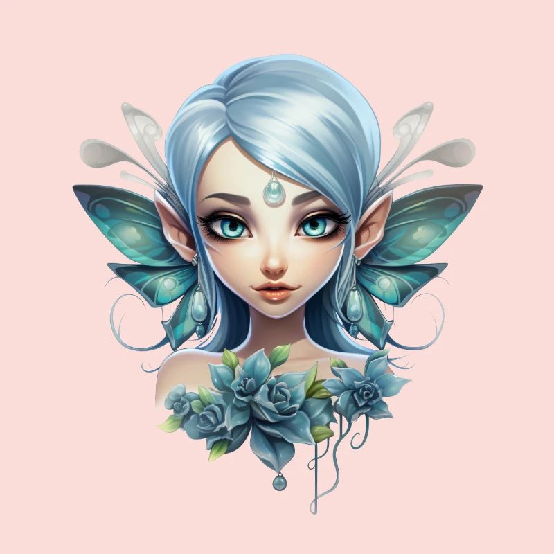 Blumen Fee mit Edelstein – Fantasy Design
