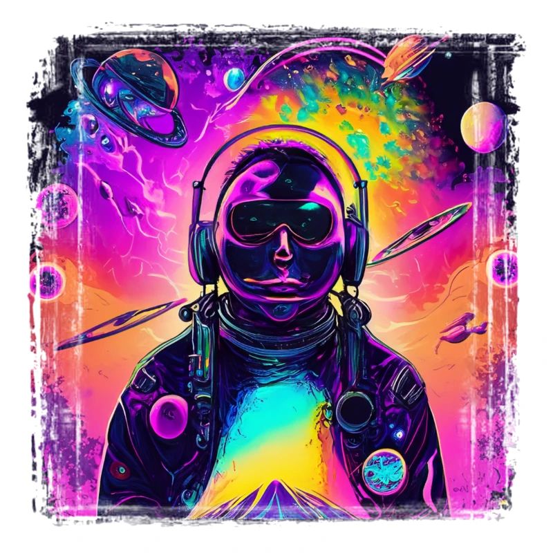 Neon Astronaut im Cosmic Psychedelic