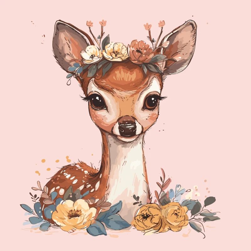 Faon doux avec des fleurs