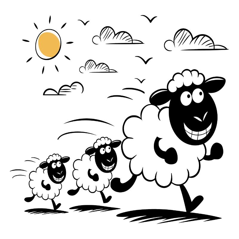 Funny Sheep Flock Animals