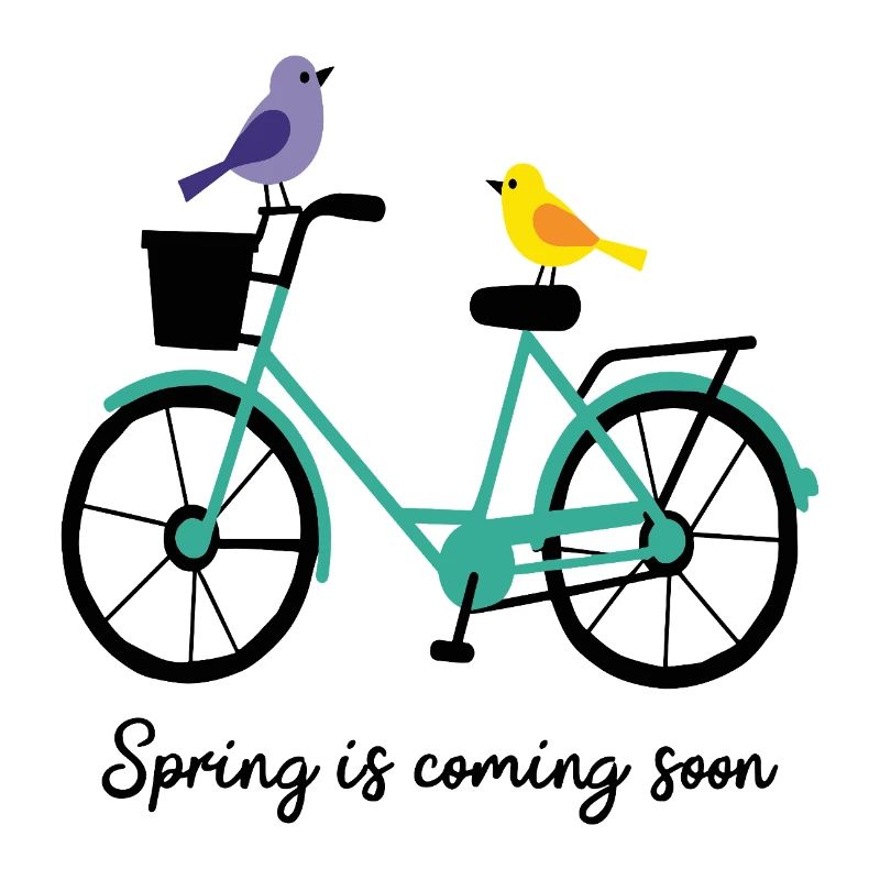 Le printemps arrive, vélo avec des oiseaux