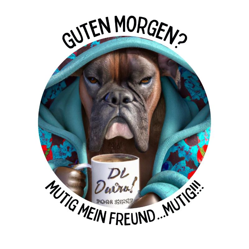 MORGENMUFFEL - HUND MIT KAFFEE