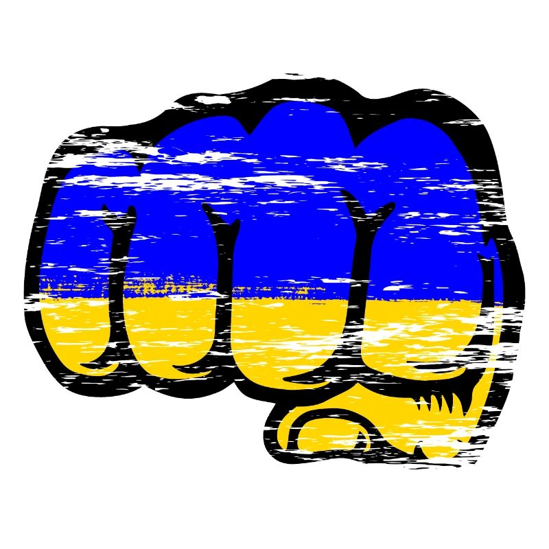 Drapeau de l’Ukraine Main Poing Utilisé