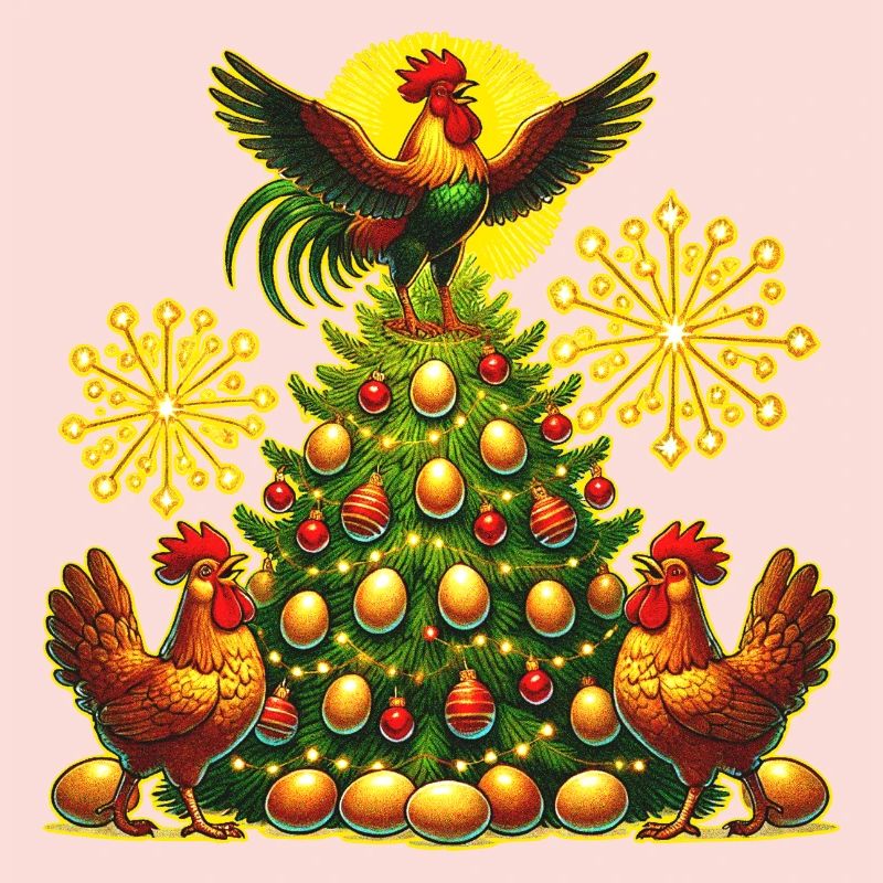 Funny Christmas Tree Chickens