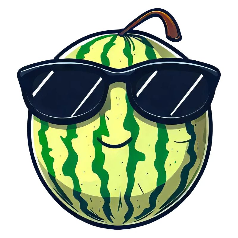 Pastèque fraîche avec lunettes de soleil, estivale