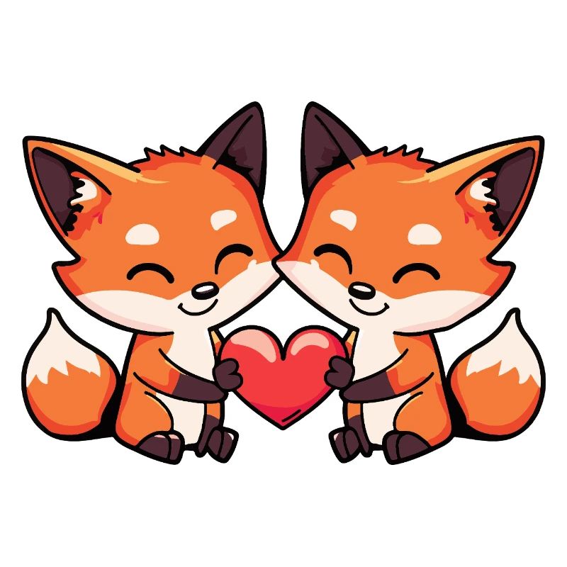 Fox Couple Heart