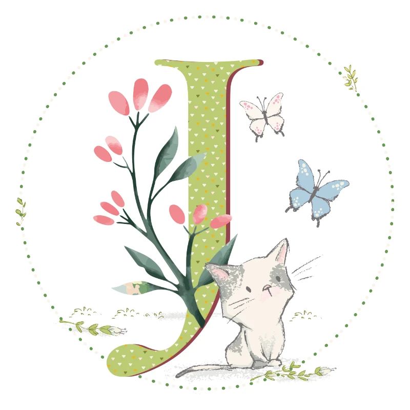 Lettre initiale J avec chat