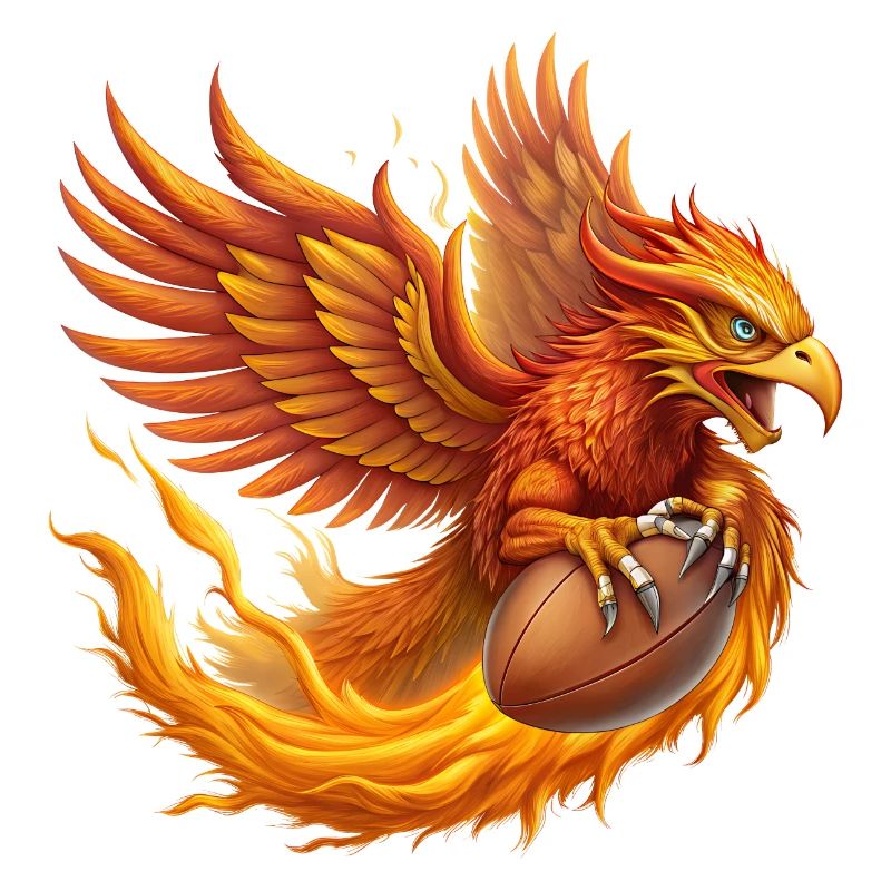 Hyper realistic phoenix striking out soccer ball