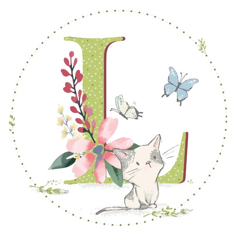 Lettre initiale L avec chat