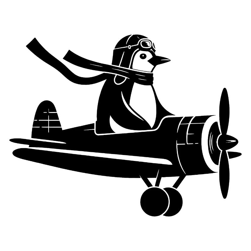 Pinguin Piloten Silhouette Flugschein