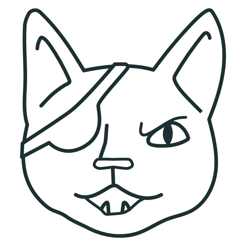 visage de chat pirate en colère