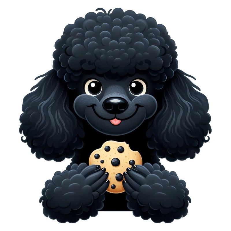 Caniche noir avec Biscuit Design mignon