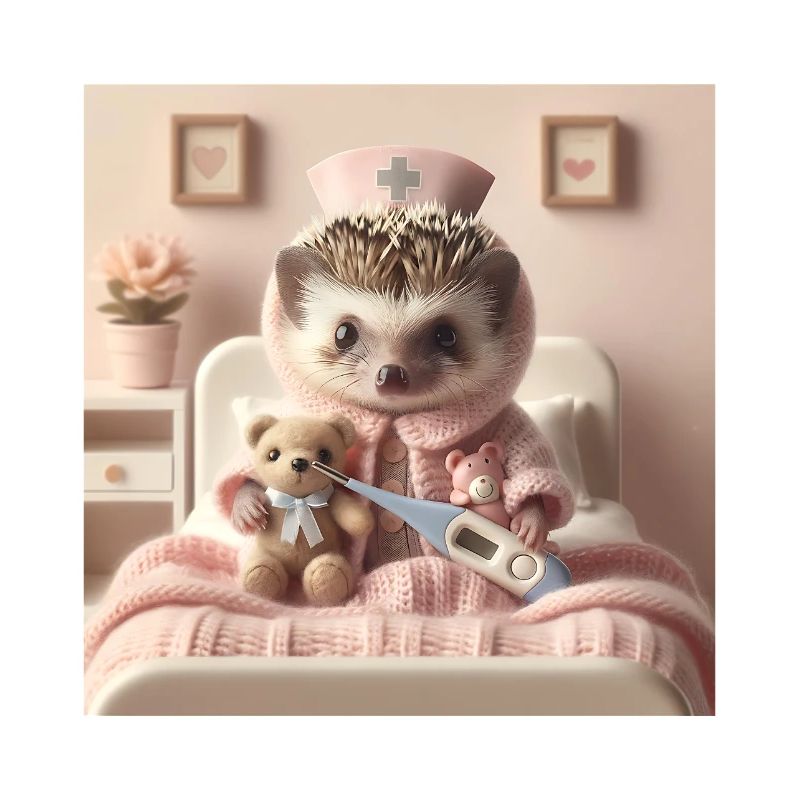 Süßer Igel mit Kuscheltier