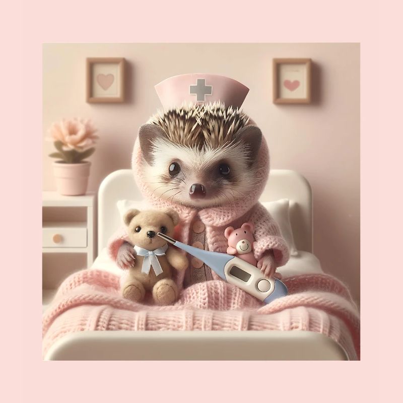 Süßer Igel mit Kuscheltier