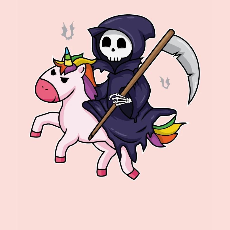 Sensenmann Reitet Einhorn Halloween Reaper Gift