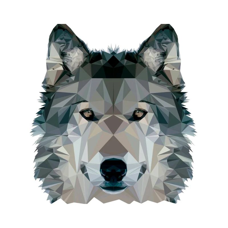 Wolf Face Low Poly Design, Wolf Face Clip art