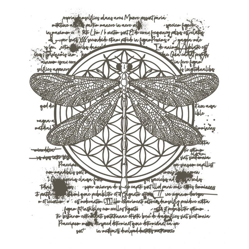 Libellule dans le style de dessin de Leonardo da Vinci Art