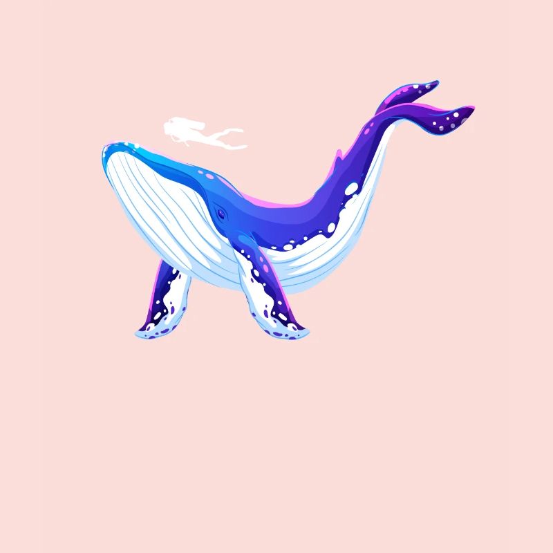 Conception de baleine bleue et de plongeur