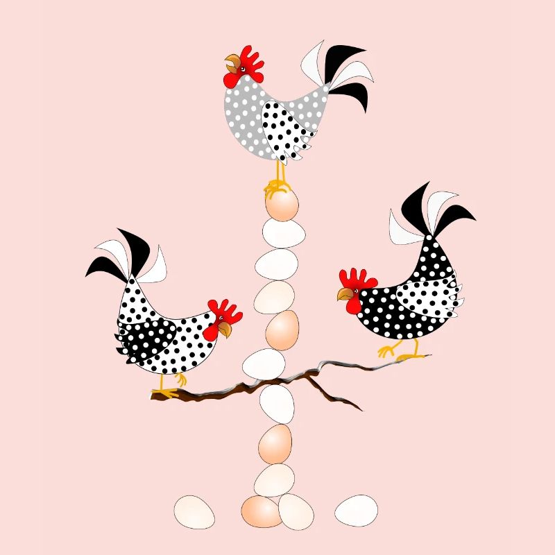 Vogel Hühner auf der Eierwippe